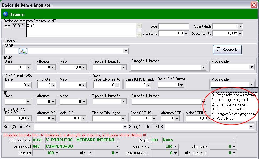 4.4 Descrição de NCM Figura 27 Dados do Item - Modalidade.
