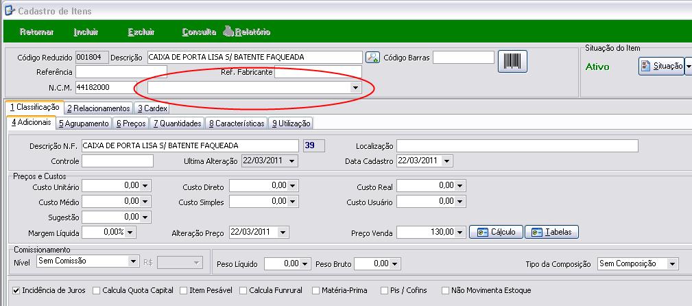 4.5 Cadastro de situações Figura 28 Cadastro de Itens.