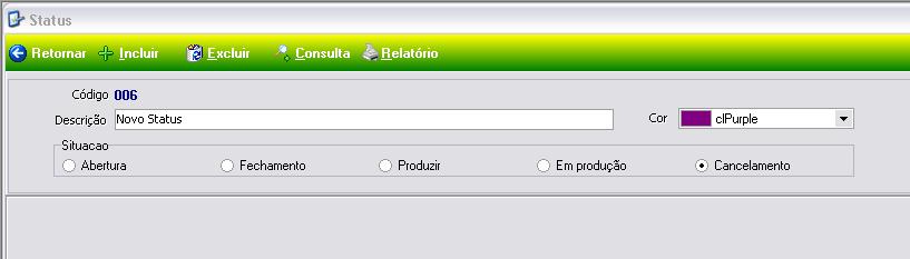 Figura 32 Inclusão de Status. 5.