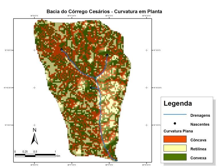 Fonte: Kesia R. Santos (2012) Figura 4a: Mapa de Curvatura em Perfil Fonte: Kesia R.