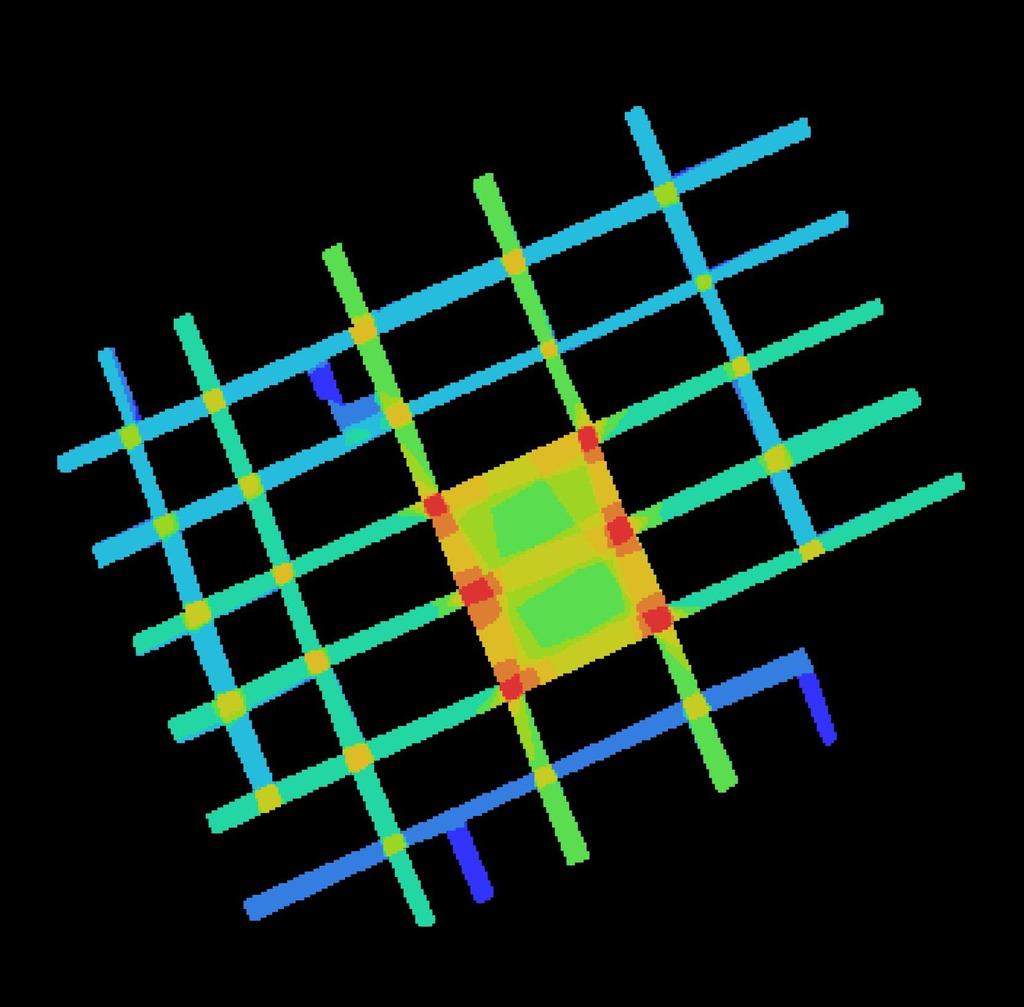 Medidas Conectividade: Quantidade de espaços diretamente visíveis a partir de um ponto; Integração: Mede o quão distantes os