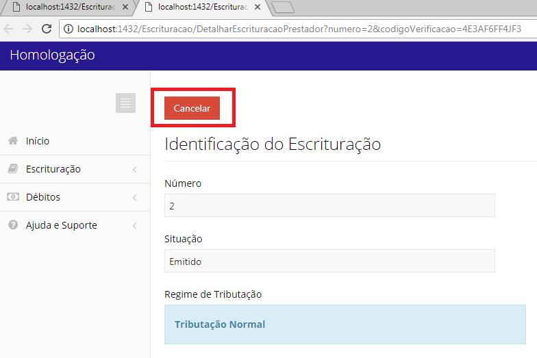 8 Cancelando Escrituração de Serviço Prestado As escriturações podem ser canceladas, desde que as mesmas não estejam com seus respectivos débitos vinculados a DAM.