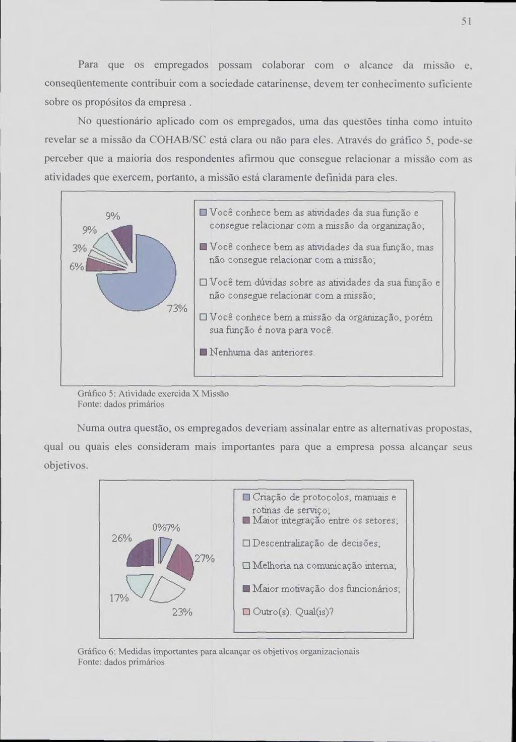 51 Para que os empregados possam colaborar com o alcance da missão e, conseqüentemente contribuir com a sociedade catarinense, devem ter conhecimento suficiente sobre os propósitos da empresa.