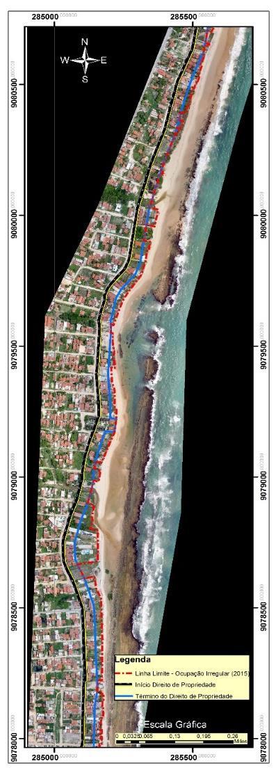 notar que vários proprietários construíram além de seu direito de propriedade, resultando na interferência antrópica no ambiente praial (faixa de praia e