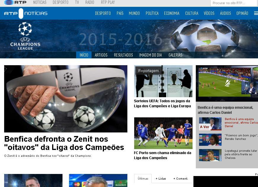 DIGITAL SITE LIGA DOS CAMPEÕES Site exclusivo com conteúdos próprios: