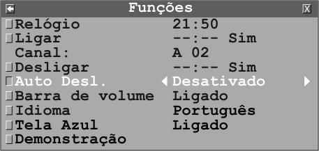 Função SLEEP TIMER A função SLEEP TIMER desliga automaticamente o televisor após um período programado. O período de atuação da função pode ser programado pela tecla SLEEP ou pelo menu Funções.