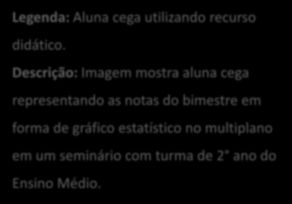 Descrição: Imagem mostra aluna cega representando as notas do bimestre em forma de gráfico estatístico no multiplano em