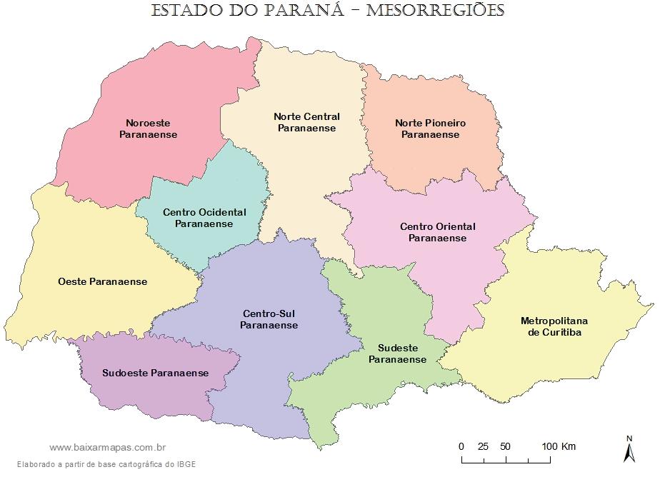 32 2006). FIGURA 1. MAPA DAS MESORREGIÕES DO ESTADO DO PARANÁ. FONTE: Costa e Rocha, 2014.