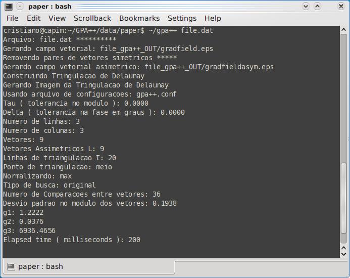 2.6 Instruções para utilização O aplicativo GPA++ é um software de linha de comando para ambiente Linux. Por exemplo, dada uma matriz contida em um arquivo de texto ASCII (file.