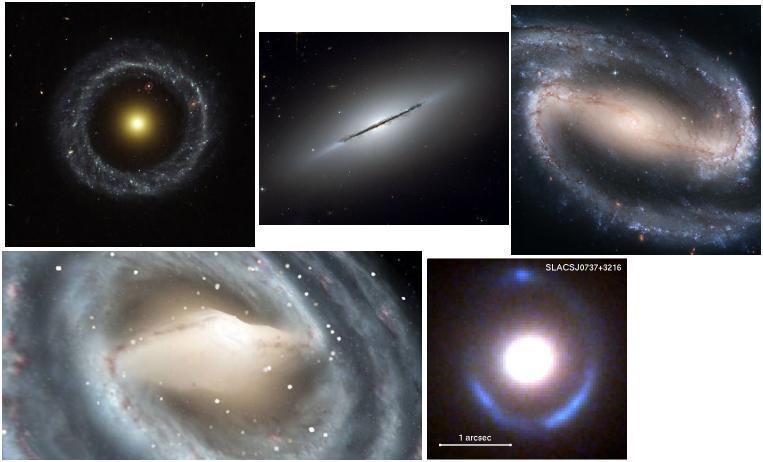 Os pontos a seguir ajudam a por sob uma perspectiva geral os problemas envolvidos ao se tratar sobre a morfologia de galáxias: (i) Na morfologia de galáxias muitas estruturas distintas, ou
