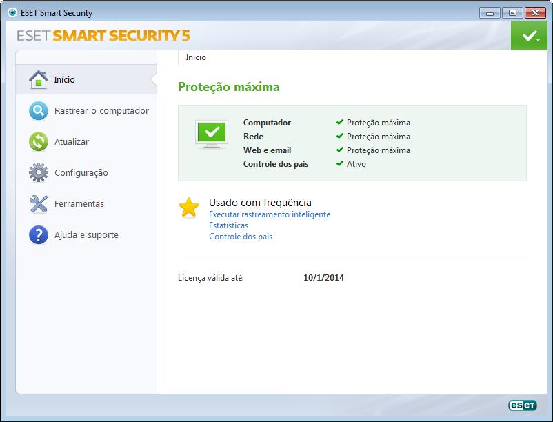 3. Guia do iniciante Este capítulo fornece uma visão geral inicial do ESET Smart Security e de suas configurações básicas. 3.