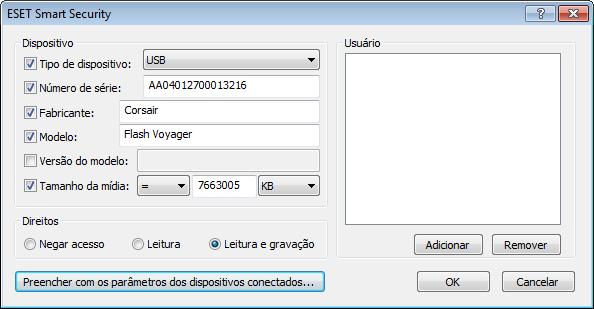 Nova - Crie uma nova regra de filtro para mídia removível. Editar - Selecione uma linha e clique nesse botão para alterar a regra existente. Excluir (Del) - Remova a regra selecionada. 4.1.2.