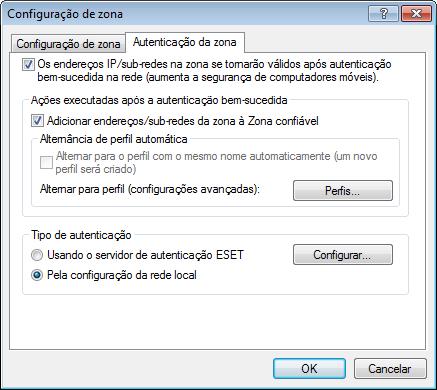 bem-sucedida. Clique no botão Perfis... para abrir a janela Perfi do firewall.