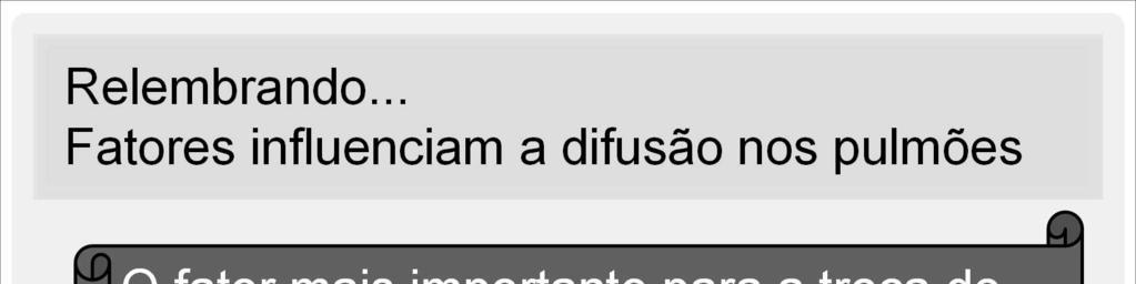 Deste modo, o fator mais importante para a troca de gases na siologia normal é o gradiente de concentração.