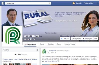 Canal Rural no Facebook; Publicação dos