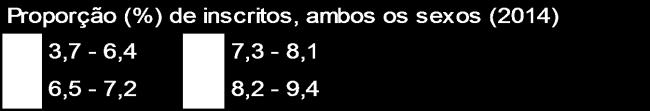 DISTRIBUIÇÃO ESPACIAL DA PROPORÇÃO DE INSCRITOS () POR