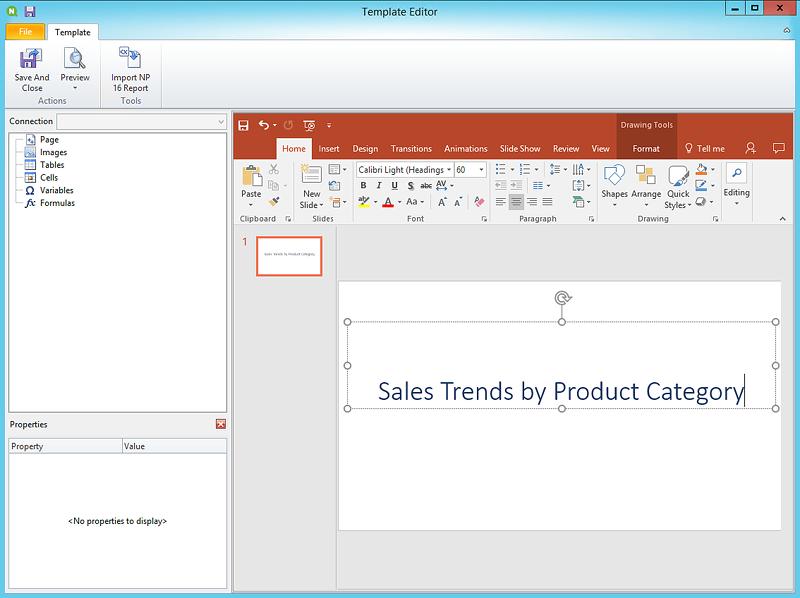 2 Introdução 5. Insira um título: a. No primeiro slide, digite um título: Por exemplo, "Sales Trends by Product Category". b. Insira um subtítulo ou exclua a caixa de texto de subtítulo.