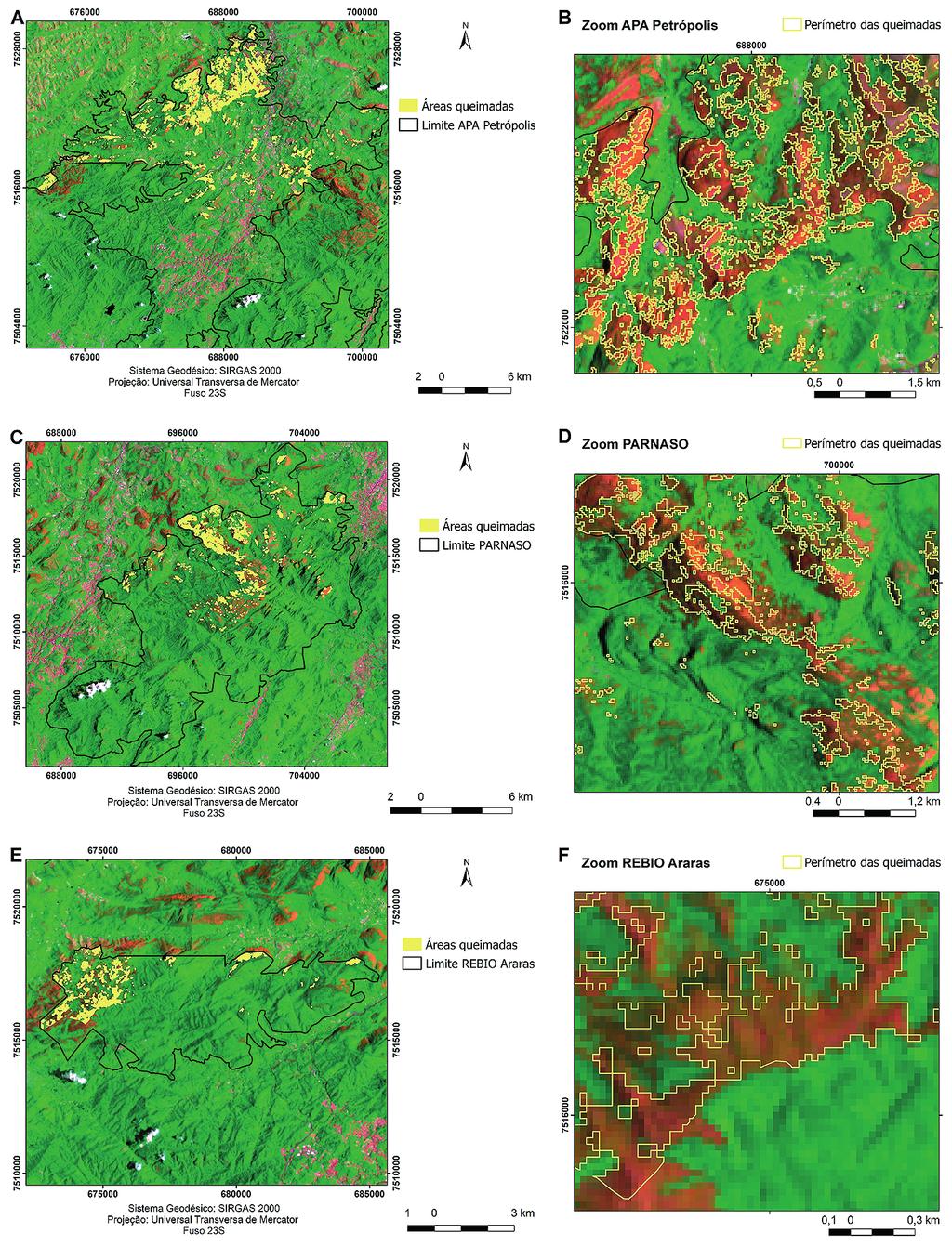 Mapeamento de Áreas Queimadas em Unidades de Conservação da Região Figura 4 Mapa das áreas queimadas identificadas na APA