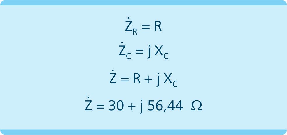 a) Calcule a reatância capacitiva. b) Calcule a impedância total do circuito na forma complexa polar.