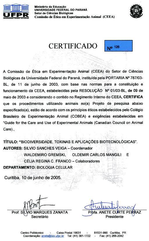 No. do processo: 25 Aspectos Éticos e de Biossegurança