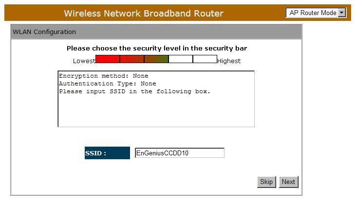 Coloque o nome para sua rede wireless (SSID) e a chave de segurança.