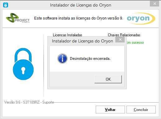 Desinstalação das licenças 1 Se houver necessidade de desinstalar alguma licença para trocá-la de computador, por exemplo, execute o arquivo Licenciar.