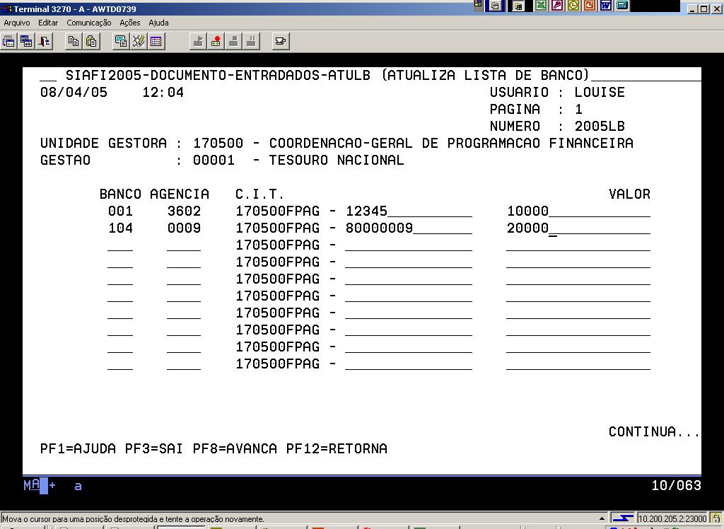 2.4.11 Ordem Bancária Fatura OBD É utilizada para pagamento de faturas que possuam código de barras.