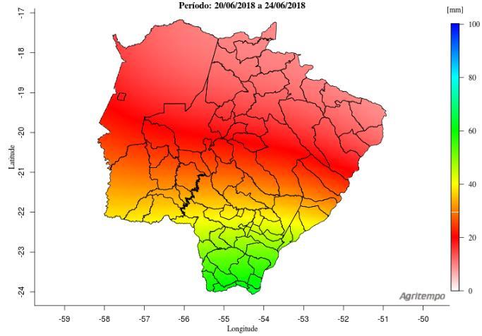 Estiagem Agrícola De acordo com o modelo Agritempo (Sistema de Monitoramento Agro Meteorológico), considerando até a data de /0/18, as regiões representadas pela coloração vermelha, estão a 30 dias
