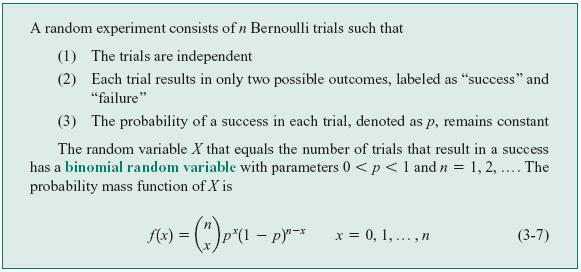 Definição Um experimento Aleatório consiste em n tentativas de Bernoulli, de modo que: (1) As tentativas são independentes (2) Cada tentativa resulte em somente dois resultados possíveis, designados