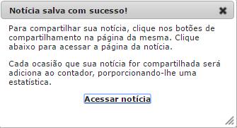 Será exibida uma janela abaixo: 1 - Título da Notícia.