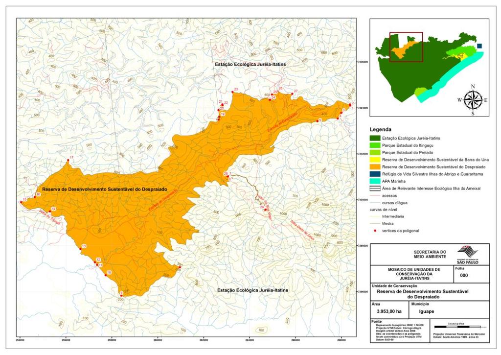 GLEBA 1.4 RDS DO DESPRAIADO MEMORIAL DESCRITIVO Área: 3.953ha A Reserva de Desenvolvimento Sustentável do Despraiado é constituída por uma área aproximada de 3.