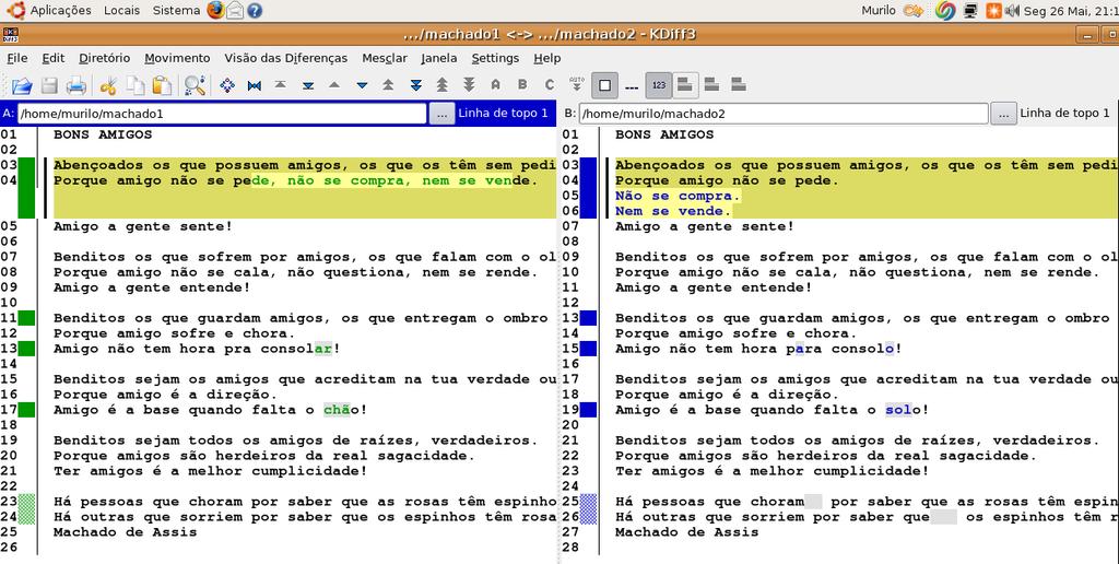 Para configurar o Kdiff, basta clicar sobre o botão CONFIGURAR, na janela de abertura dos arquivos: Depois de clicar em CONFIGURAR, uma nova janela se abre onde é possível determinar as configurações