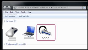 Ligar a um computador emparelhado (Windows 7) Antes de iniciar a operação, certifique-se do seguinte: Dependendo do computador, necessita de ligar o adaptador Bluetooth integrado.