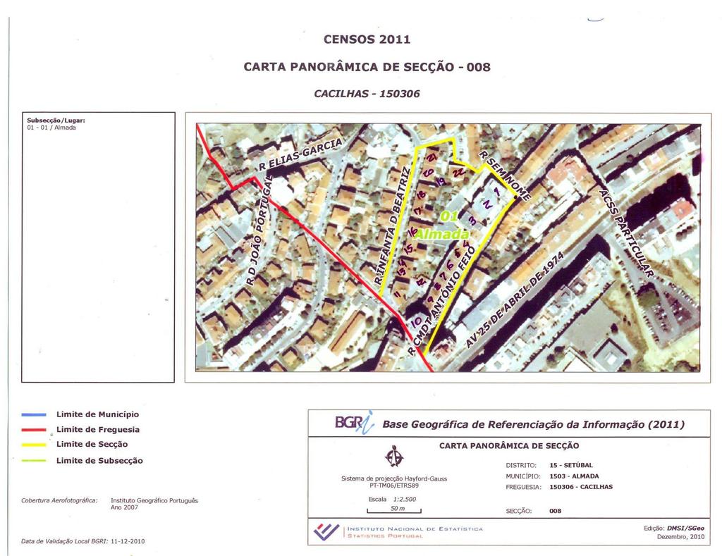 Em gabinete através da aplicação SIG Web de georreferenciação dos edifícios dos Censos 2011 GeoEdif.