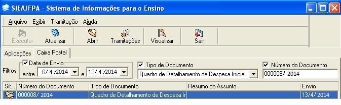 Itens do Quadro de Despesa OBS 10: Após salvo, antes de ser tramitado, o QDD pode ser acessado pela Caixa Postal, conforme mostrado na Figura 59.