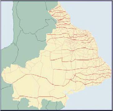 90 Figura 28: Organização das rodovias no território brasileiro. Fonte Ministério dos Transportes. Rodovias Transversais prefixo BR 2XX, traçadas na direção dos paralelos (sentido lesteoeste).