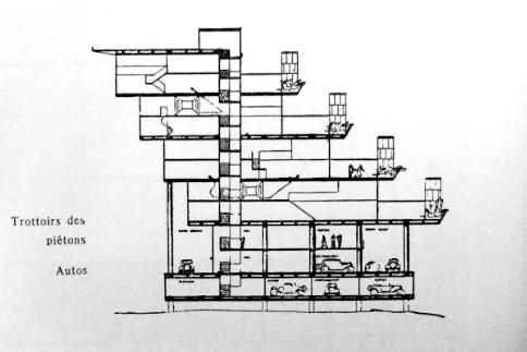 Figura 12 - Le Corbusier, Durand, 1933. Corte do grande bloco. Fonte: CORBUSIER, 1984, p. 163.