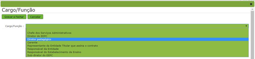 assume(m) no EEPC. Depois de selecionar o(s) cargo(s) do(s) trabalhador(es), o utilizador deverá clicar no botão Gravar e Fechar para terminar o processo conforme ilustra a Imagem 14.