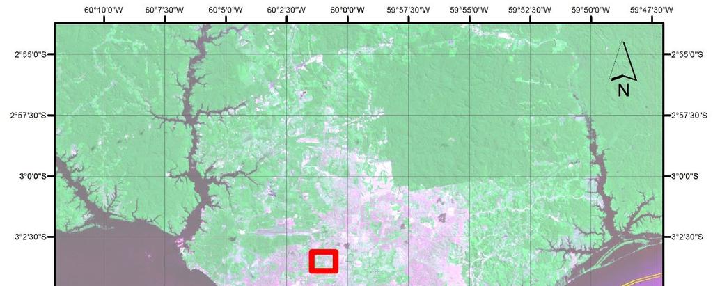 Figura 1 Localização da área teste e exemplo do recorte da imagem ADS-80.