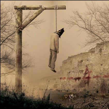 A corda simboliza o castigo, ou seja, a aplicação implacável da pena aos
