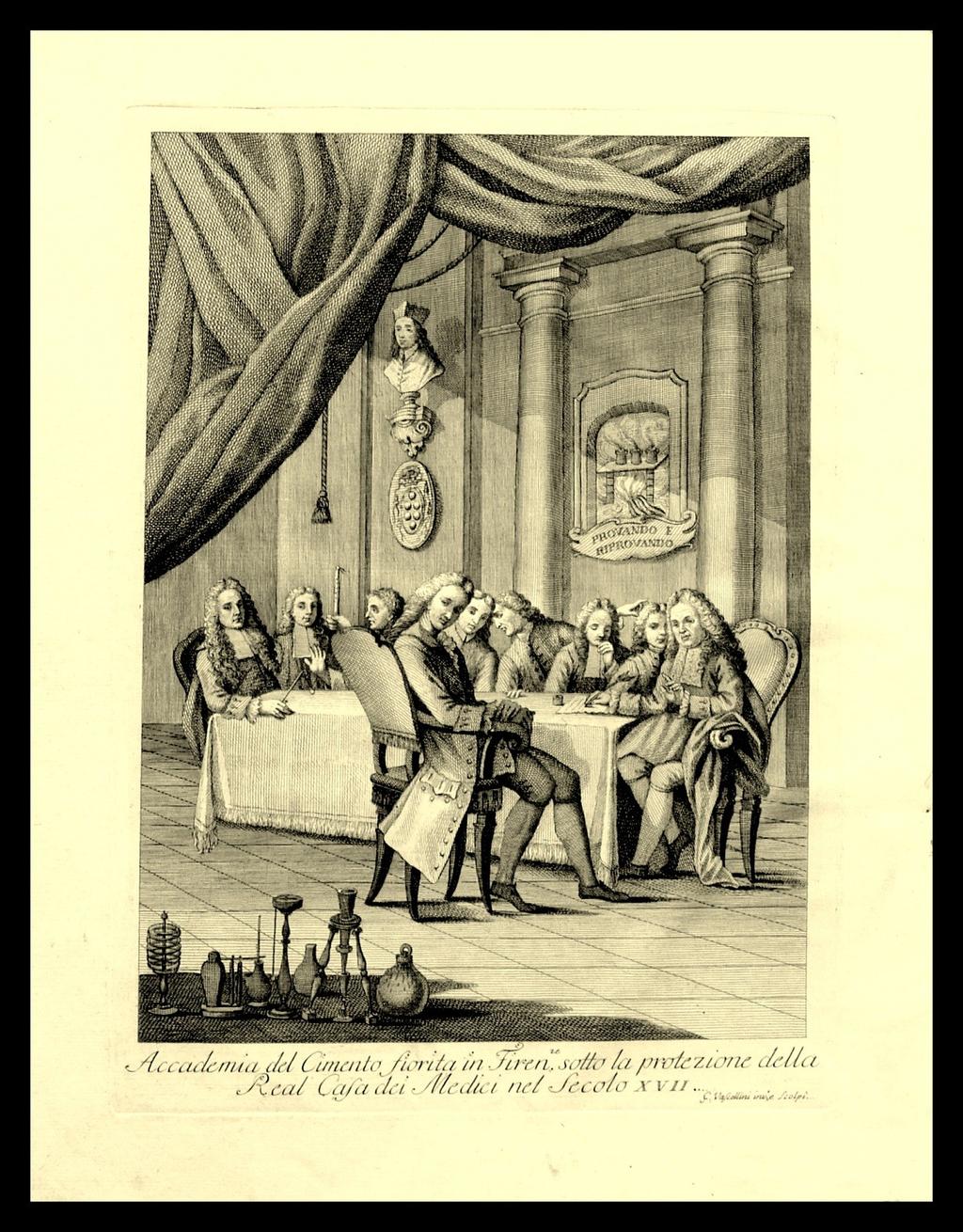 Accademia del Cimento (1657 1667) Fundada por Ferdinand II em Florença. Publicação do primeiro manual de experimentação. Refinamento do termoscópio de álcool.