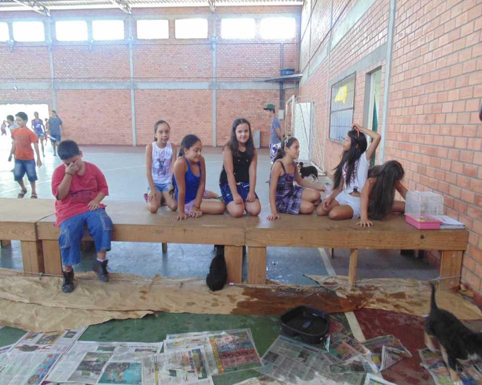 39 Figu ra 2: Acadêmicas Bibiana Ferrer e Gladis Ferrer dialogando com os alunos da Escola Marques Luz. A Exposição de animais (Figura 3) foi coordenada pela acadêmica Gabriela Menezes.