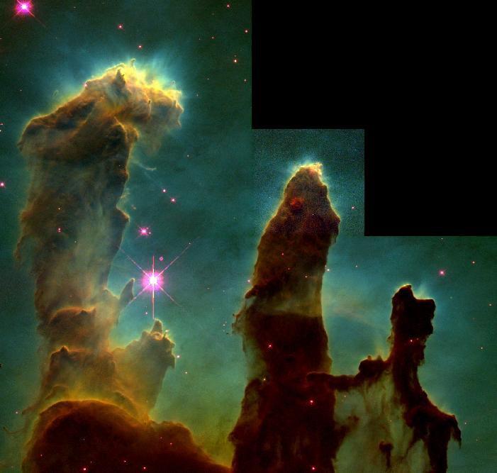Etapas da formação estelar Região de formação estelar M16 (águia) A imagem colorida é construída a partir de três imagens separadas da luz emitida por diferentes tipos de átomos.