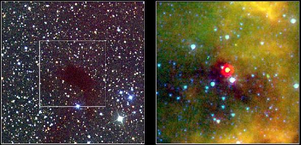 Fase da Formação da Proto-Estrela visível foto do Palomar (DSS) infravermelho telescópio espacial Spitzer A poeira