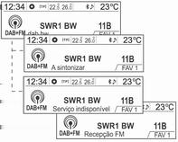 como activo, se o sinal do serviço DAB for fraco, o Sistema de informação e lazer