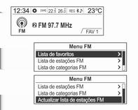 Será visualizada a informação de emissão número 1 da página de favoritos seleccionada.