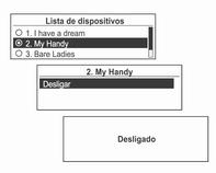 226 Telemóvel Para desligar o dispositivo Bluetooth actualmente ligado, a partir do ecrã da lista de dispositivos, seleccionar o dispositivo ligado, que apresentará Disconnect (Desligar) e depois