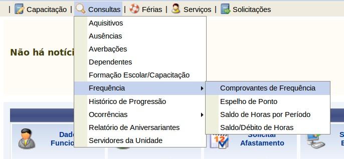 2 Consultar Comprovante de Frequência Esta funcionalidade permite a geração de um