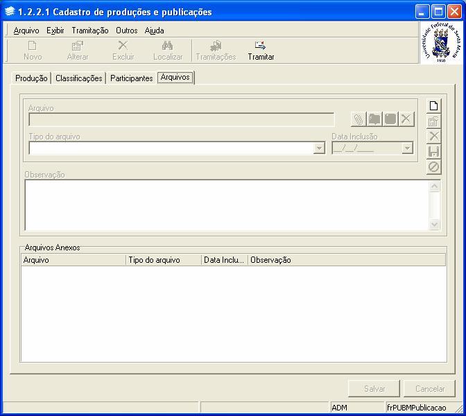 1.5. Guia: Arquivos Na guia Arquivos, indicada na Figura 8, são cadastrados os arquivos das publicações.