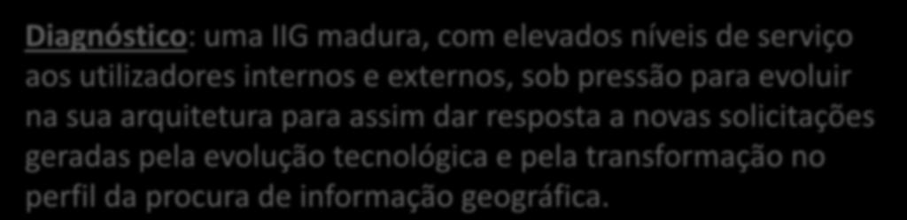 2.1. Visão e prioridades Diagnóstico: uma IIG madura, com elevados níveis de serviço aos